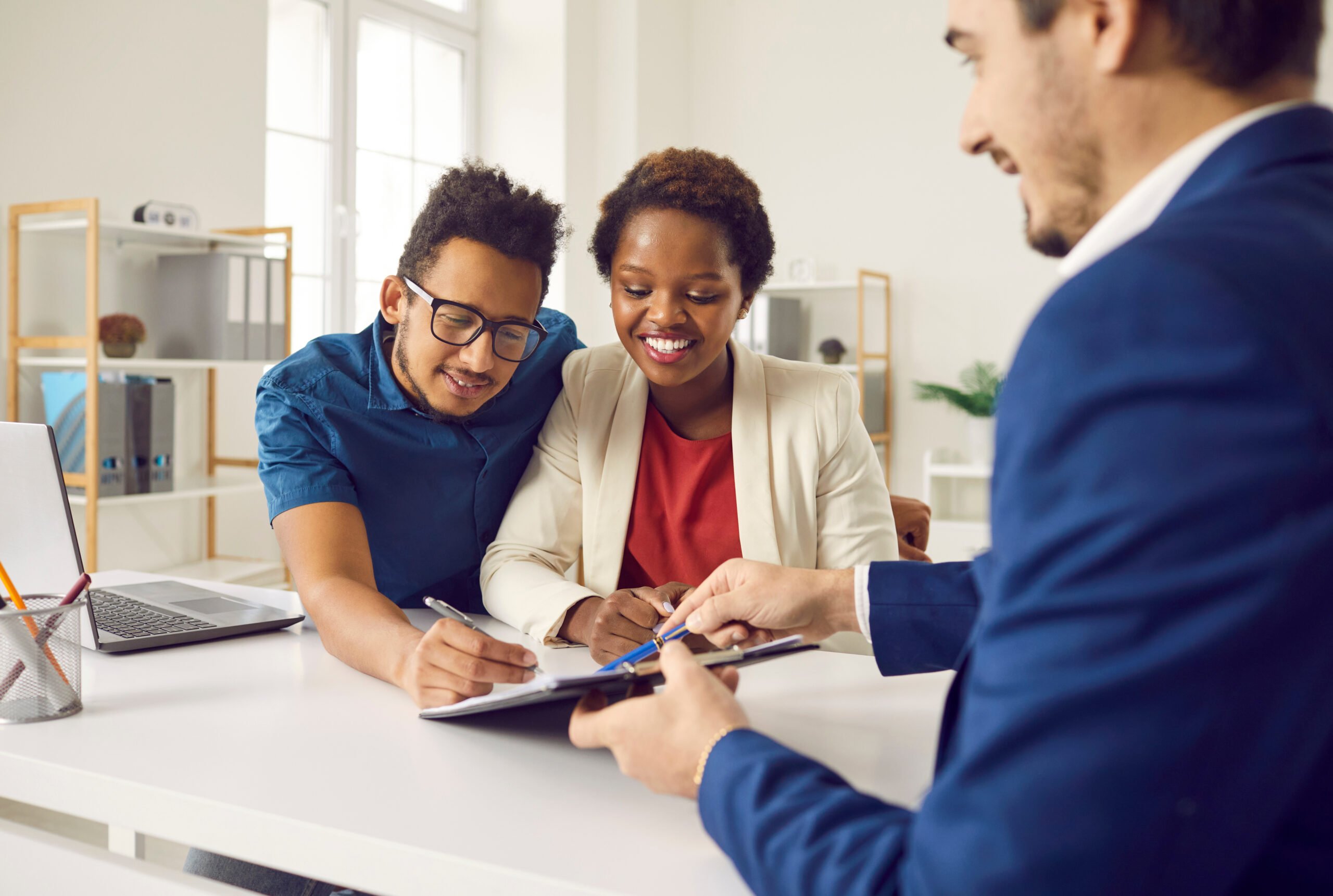 Finance questions from broker with happy business partners
