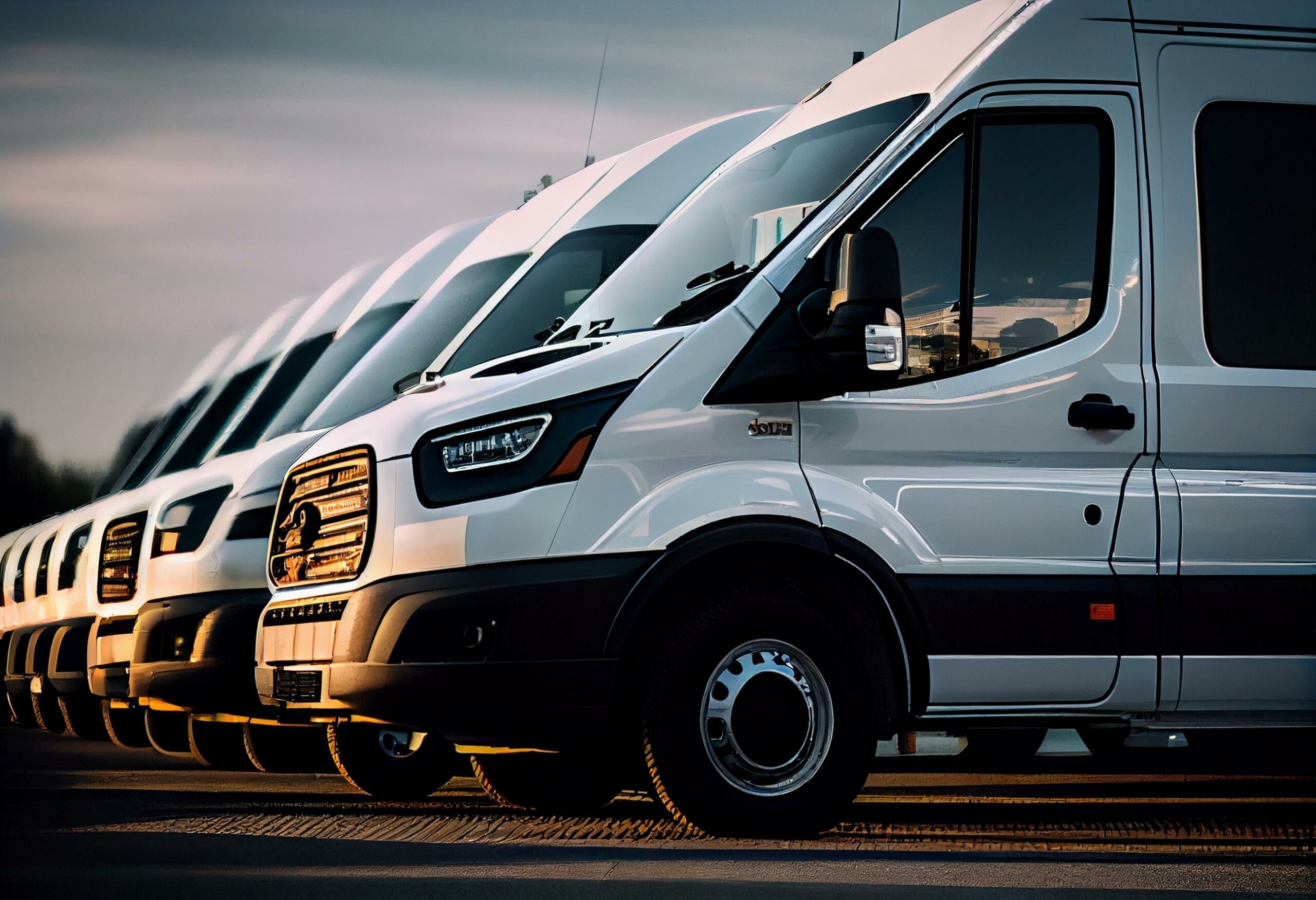 fleet of vans parked in sunrise bought on vehicle finance