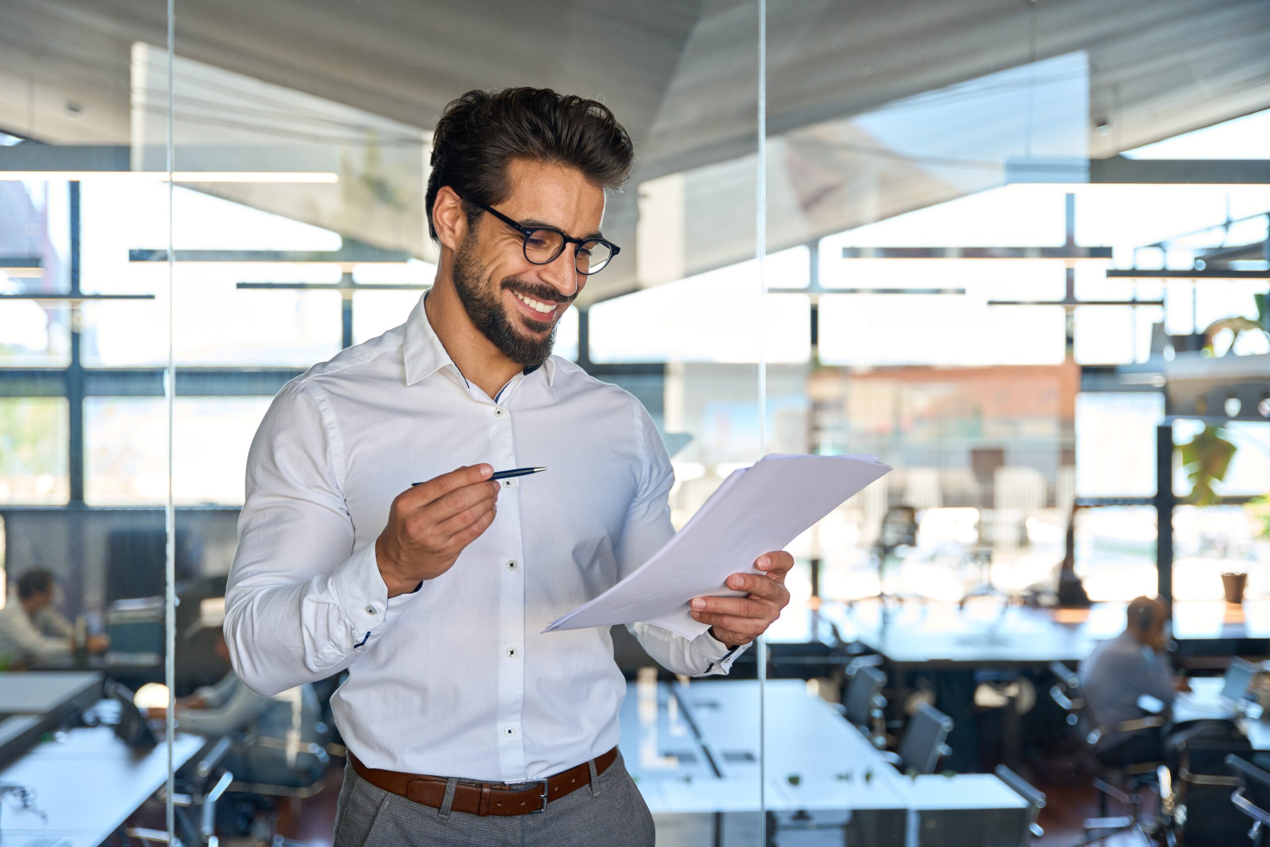 accountancy partnership paperwork man smiling