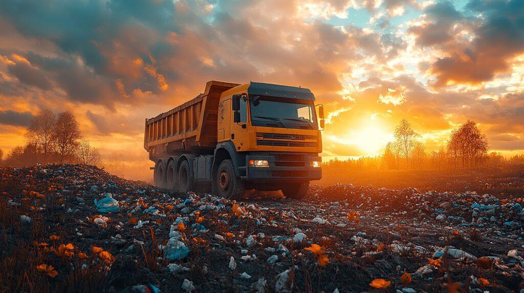 landfill with recycling truck