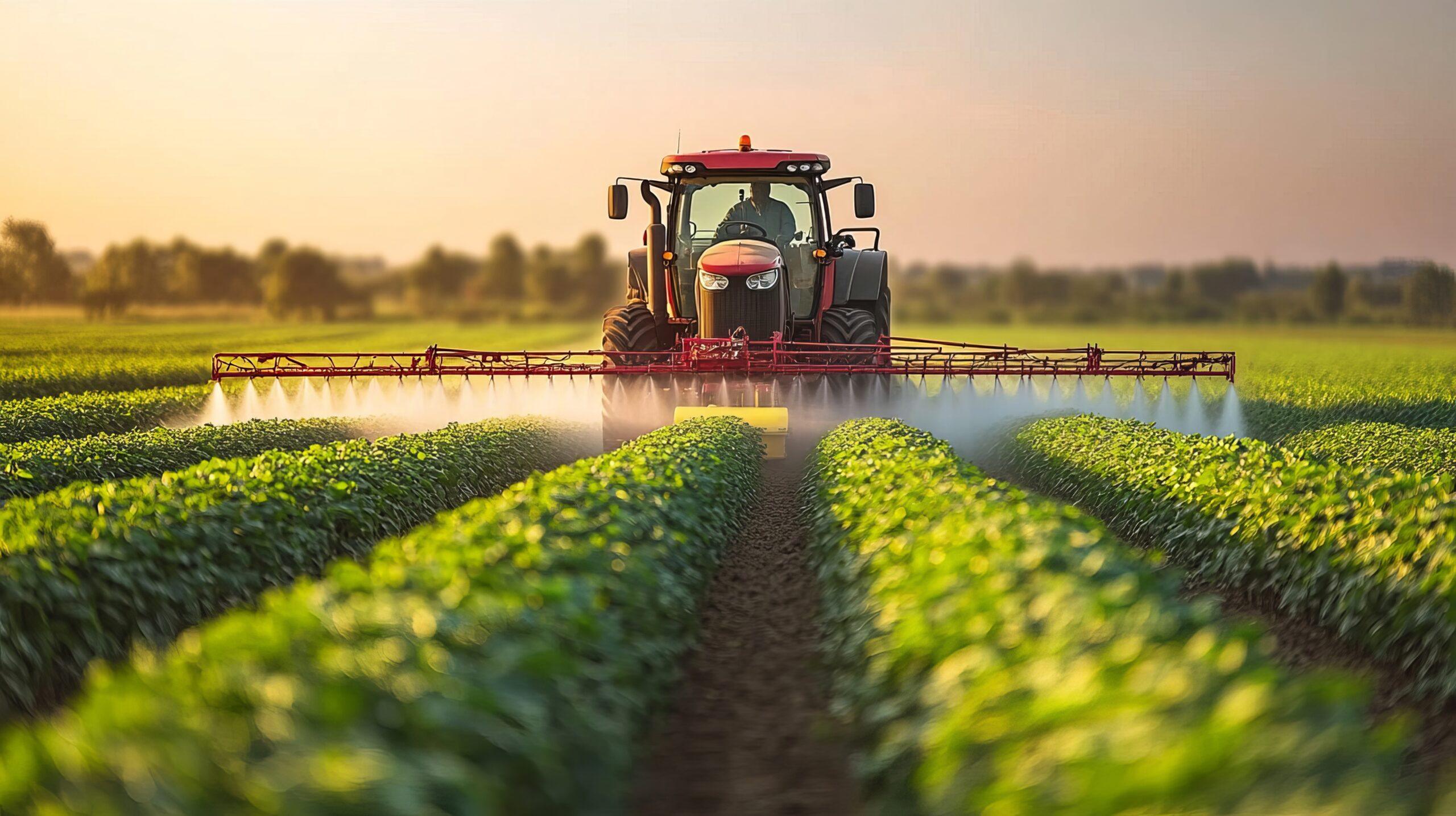 field spraying with agriculture machinery