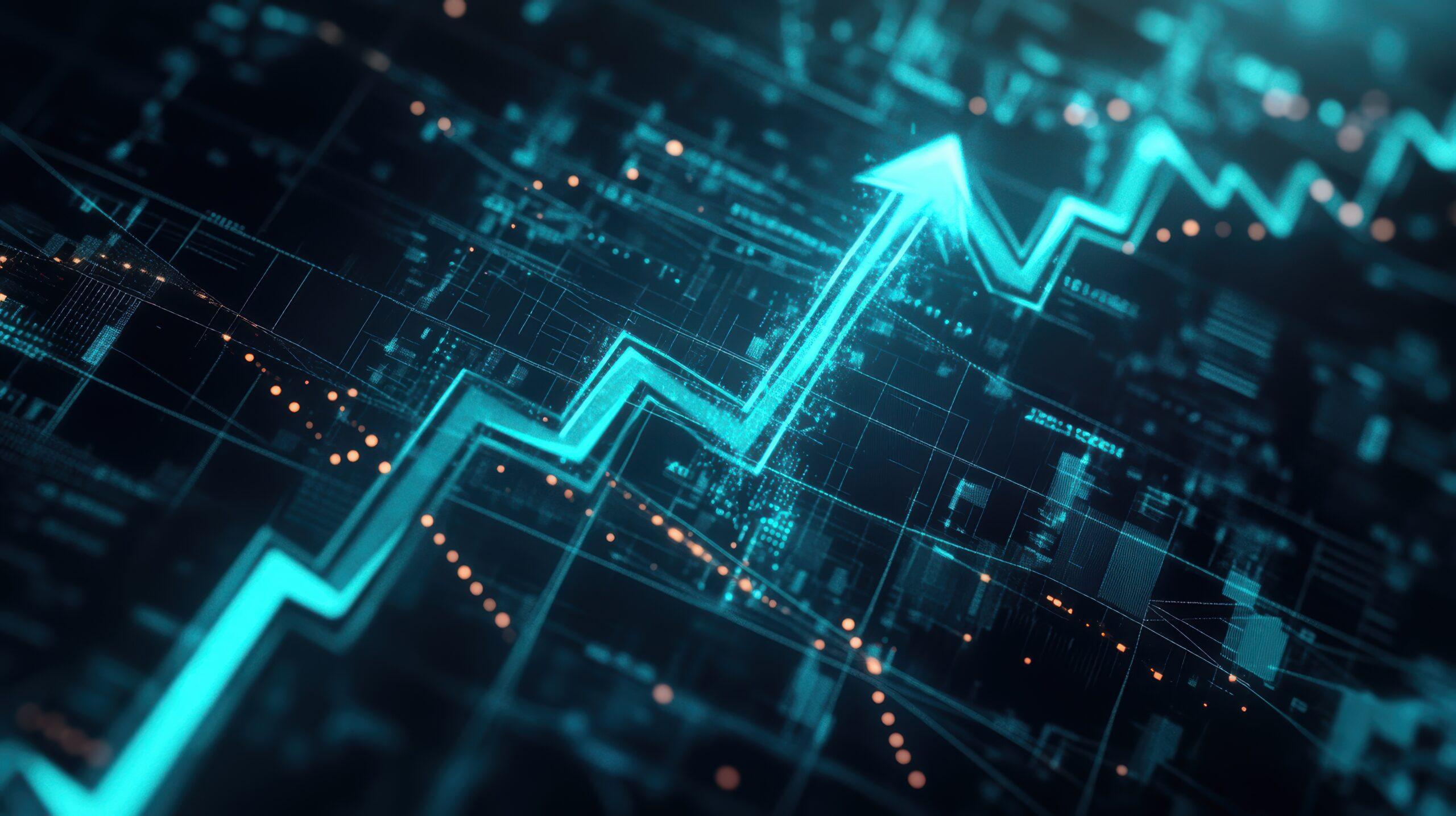 black background with ai arrow