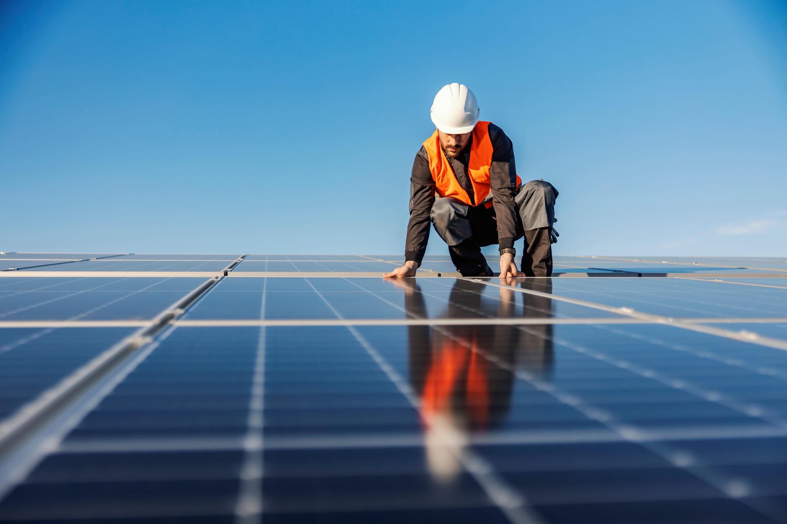 solar panels man builder