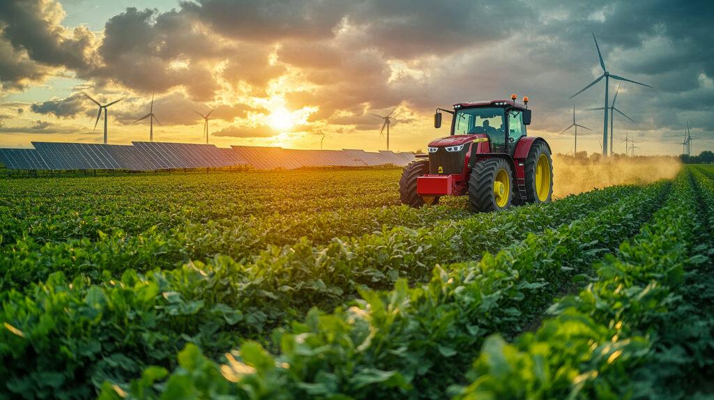 tractor in field with renewable equipment