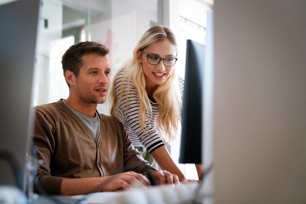 couple looking at how to start a business