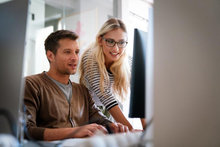 couple looking at how to start a business