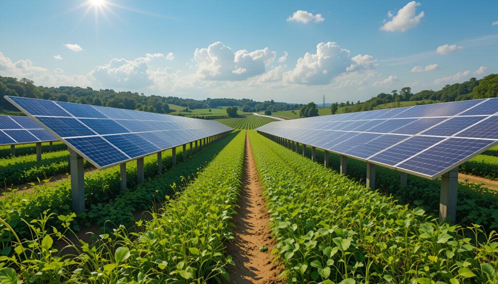 field with solar panels