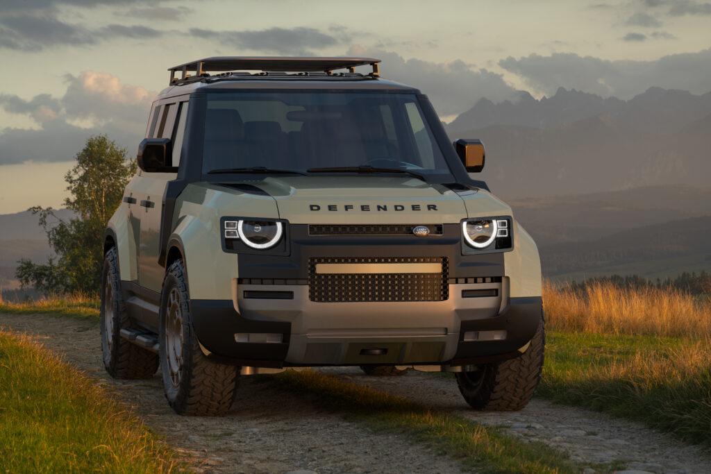scenic mountain with land rover
