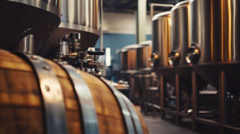 barrels in a brewery