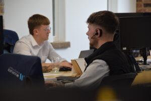 sales in a office with partner