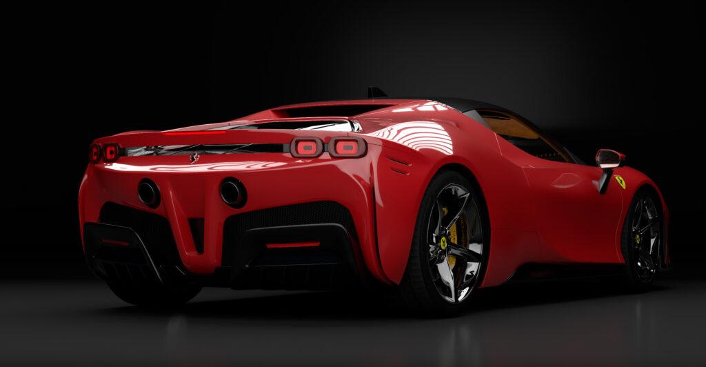 red ferrari with black background