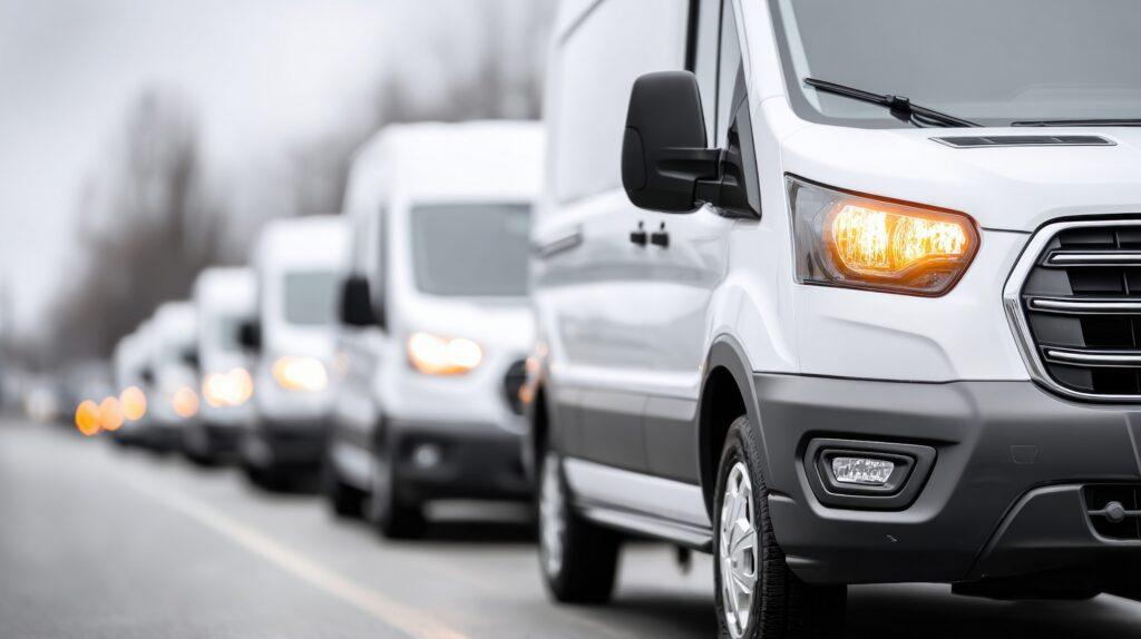 vans on a road for a logistics company